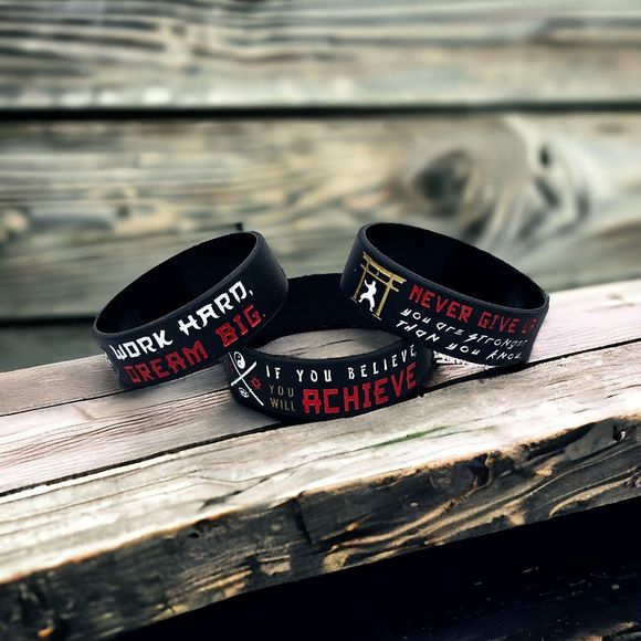 Martial Arts Bracelet Wrist Band Motivational Inspiration Black Silicone Rubber - Picture 9 of 9
